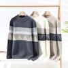 Sweater Men's Semi High Neck Thick Trendy Brand Autumn and Winter Knitted Base Sweater with Warm Clothing Underneath