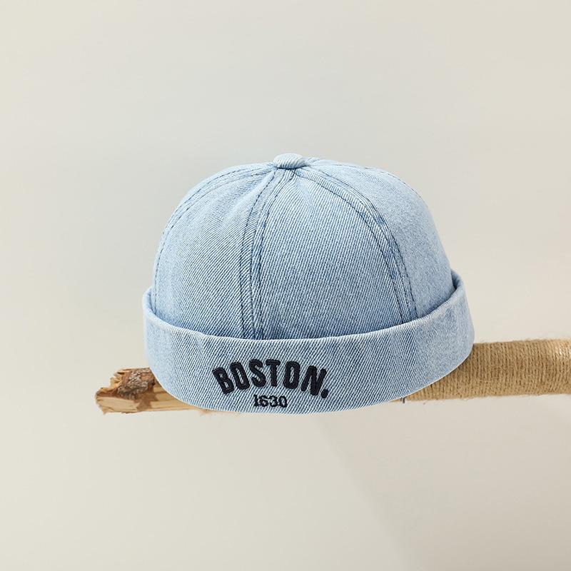 Стильная джинсовая детская кепка без козырька, ретро, с вышивкой букв, для младенцев, мальчиков и девочек, летняя, регулируемая, детские кепки-докеры