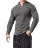 KULIXI Спортивная облегающая длинная футболка-henley с длинным рукавом, размер M, мужская, с V-образным вырезом, приталенная, рукав, футболка, одежда, спорт, повседневная, худи, толстовка,