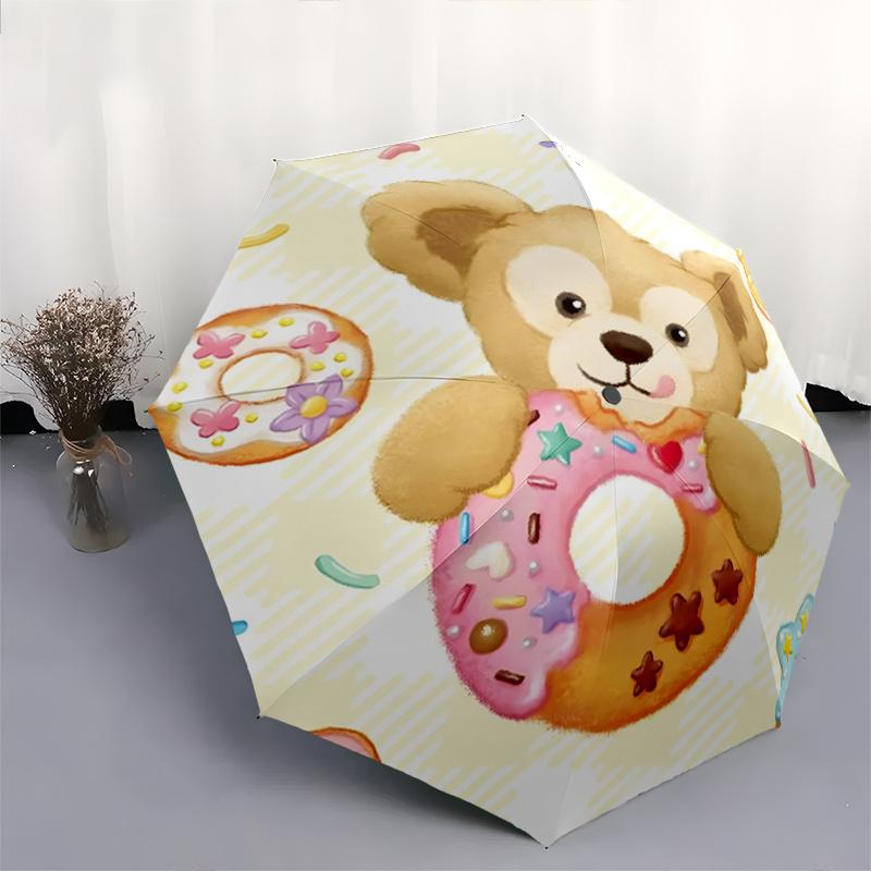 1pc Duffy the Disney Bear's Sweet Adventure Fully Automatic Folding Portable Umbrella, 8 Iron Frames, Three-Fold Design, Suitable for All Se