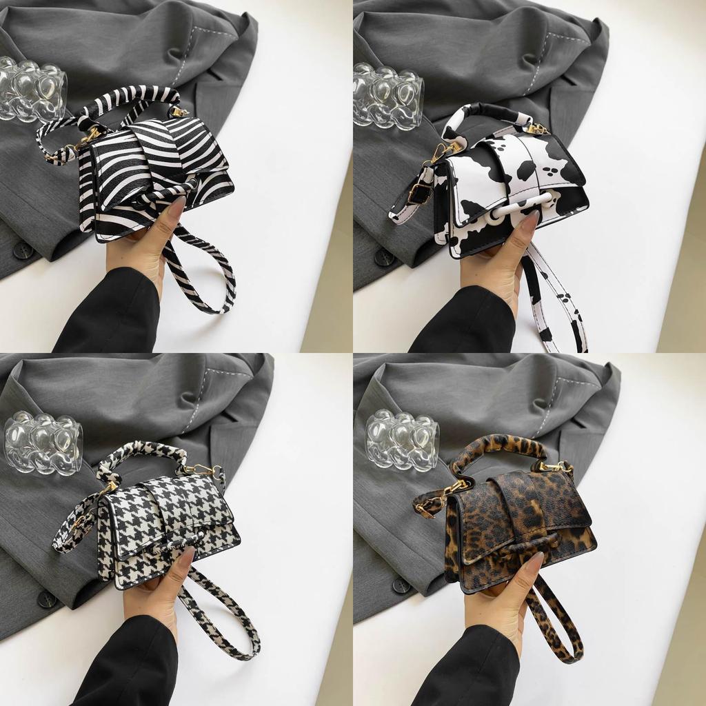 Fashionable French Small Square Bag With Unique Animal Print Patterns For Women