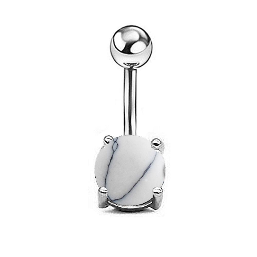 New Products In Europe And America New Imitation Opal Navel Ring Silver Rose Gold Navel Nail