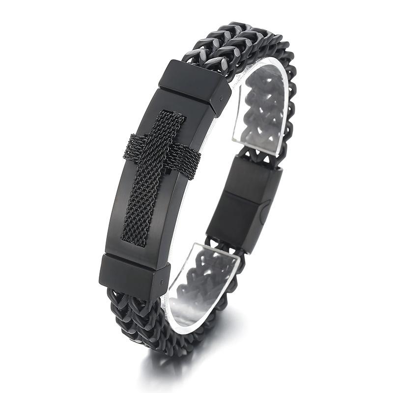 Hip -Hop Style Bracelet Rock Vacuum Electroplating Curved Brand Braided Front And Back Chain Trendy Men 'S Bracelet