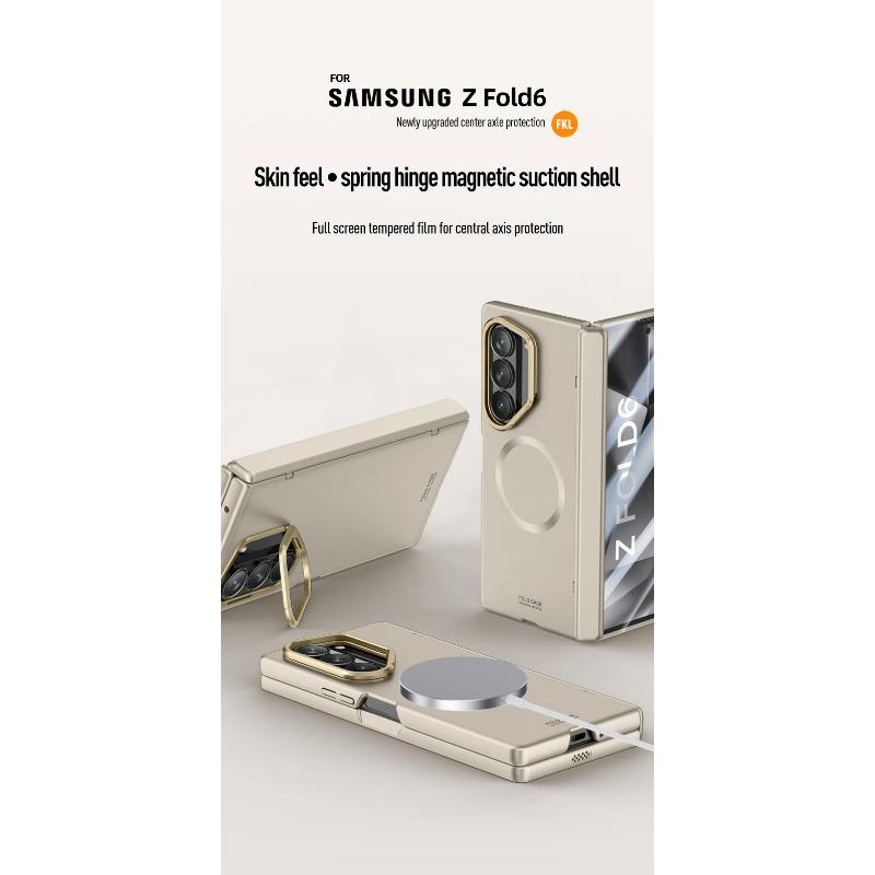 Жесткий чехол для телефона с защитой от шарниров из ПК для Samsung Galaxy Z Fold 6 с кронштейном для защиты экрана