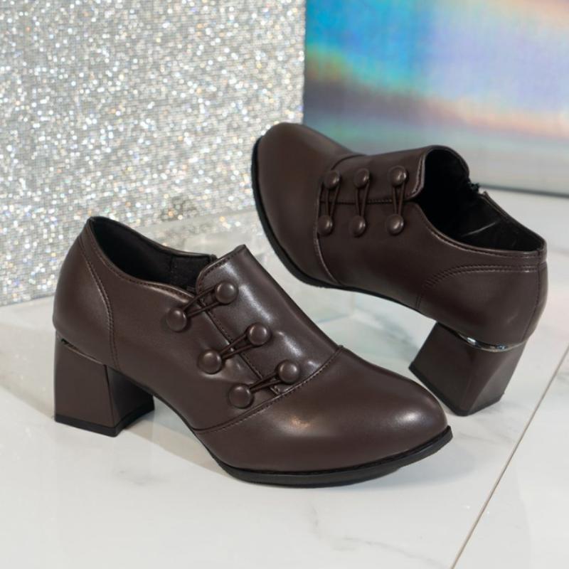 High Heels Women Pointed Toe Shoes Designer Chunky Retro Loafers Shoes Autumn New 2024 Oxford Shoes Women Walking Casual Zapatos