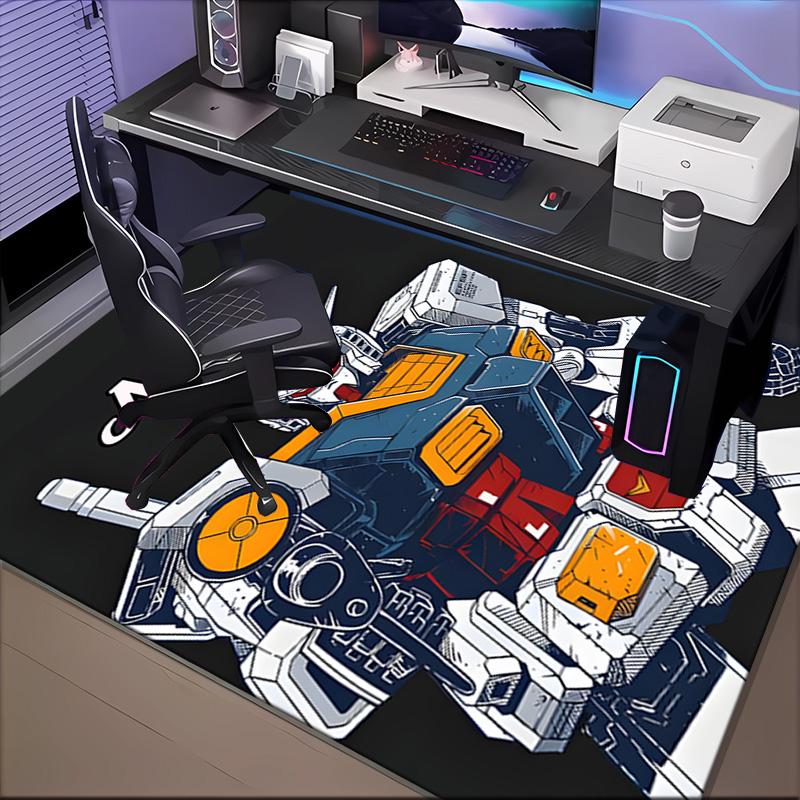 Custom Name Robotic Warrior Adventure Rug for Living Room, Game Rooms, Office, Bedroom, Floor Mat Playful Design, fan gifts Christmas decor