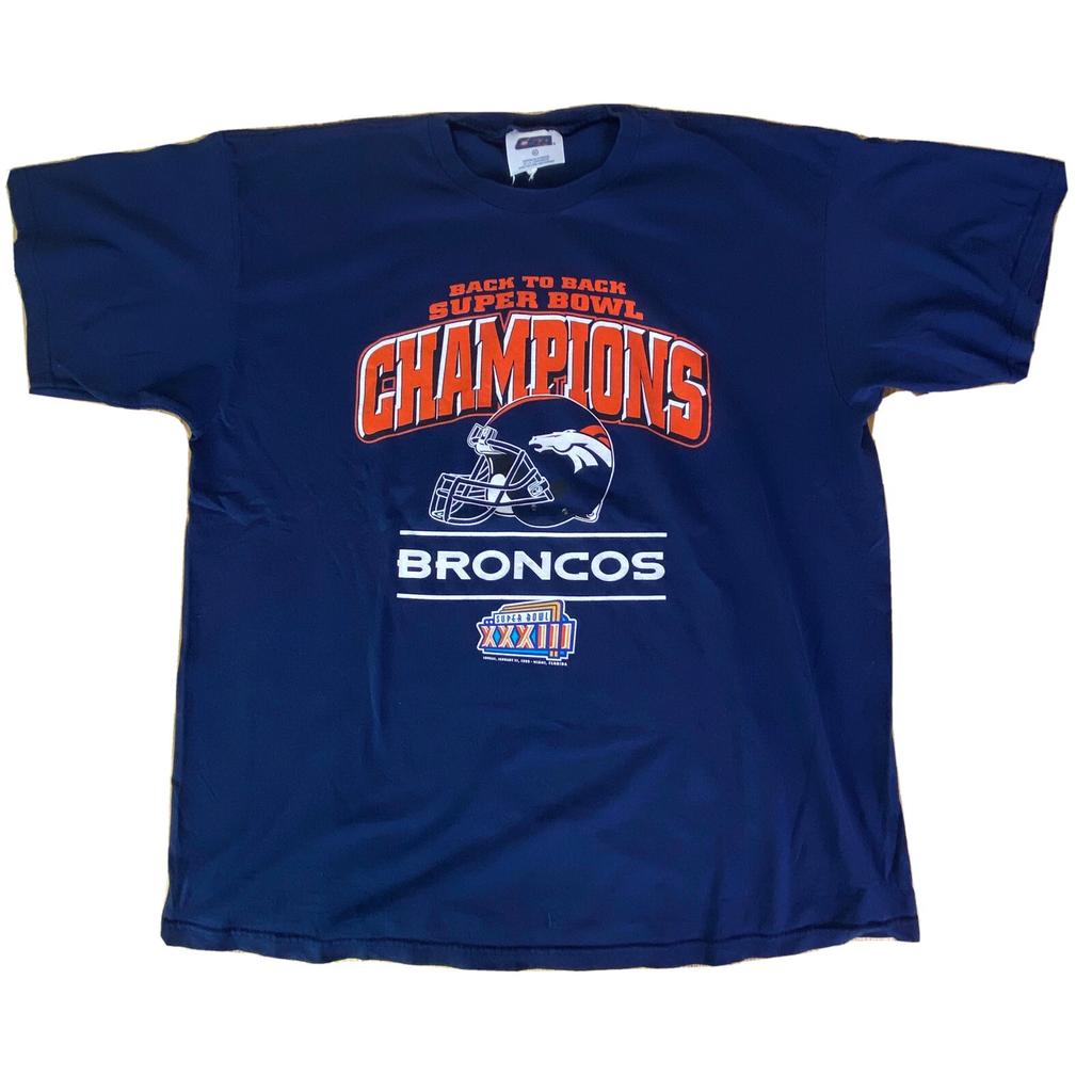 Denver Broncos Super Bowl Vintage 1999 Mens XL Back to Back Roster Champ Shirt