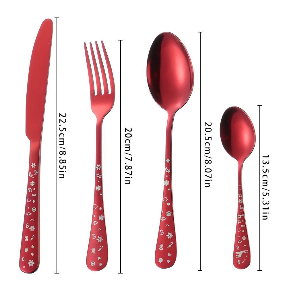 Вилка Ложка Чехол из нержавеющей стали Коробка Посуда Печать снежинок Рождественские наборы посуды Столовые приборы