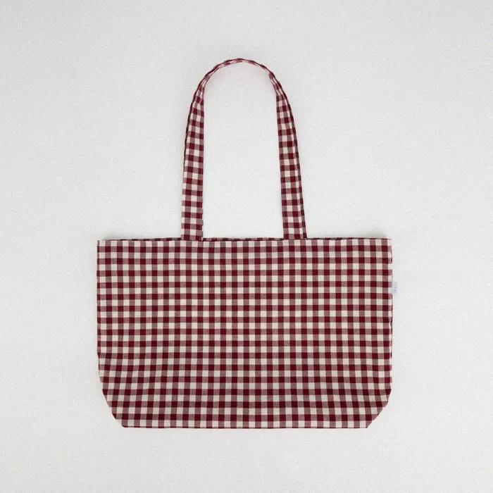 Daily gingham check eco bag [plum]