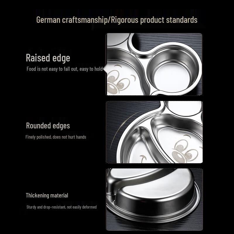 Mickey Mouse 304 Stainless Steel 4-Compartment Kids Lunch Plate