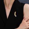 Women Fashion Brooch Pin Faux Pearl Shiny Rhinestone Inlay Golden Wheat Brooch Elegant Alloy Badge Handbag Sweater Suit Shawl Decoration Clothing