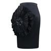 Women Black Skirt Big Flower Sequins High Waist Package Hip Evening Birthday Cocktail Party Midi Skirts for Ladies