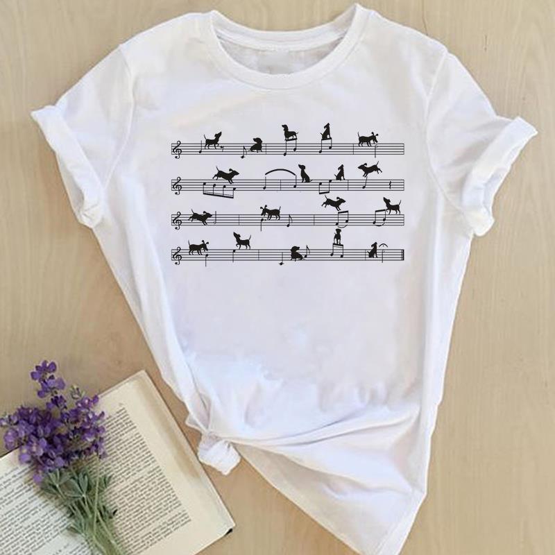 Graphic Tee Short Sleeve Summer Top Wild Animal Sweet Trend Cute 90s Print Ladies Female T Clothing Casual Women's Fashion T-shirt