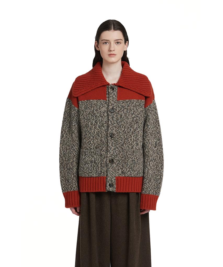 Trunk Project Collar Paneled Cardigan_Orange