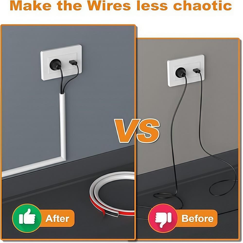1PC 1/2/3/5/10M Self-Adhesive Wire Hiders for TV on Wall Wire Concealer for Cords Hide Cables Cable Covers White Raceway Cable
