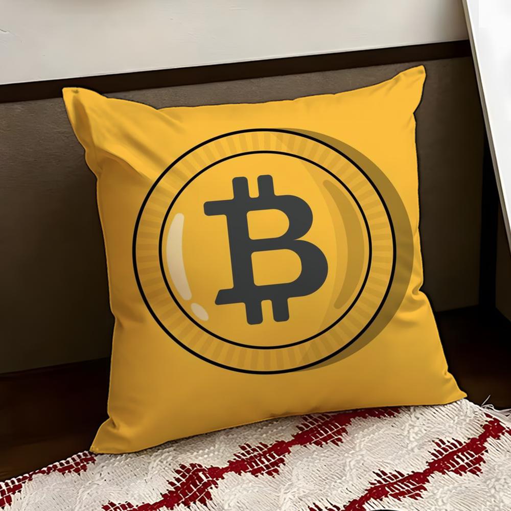BBitcoin Криптовалюта Btc Наволочка Двусторонняя Мягкая Прочная Подушка Чехол для Дома Автомобиля Многосценарное Использование для Ежедневного Комфорта