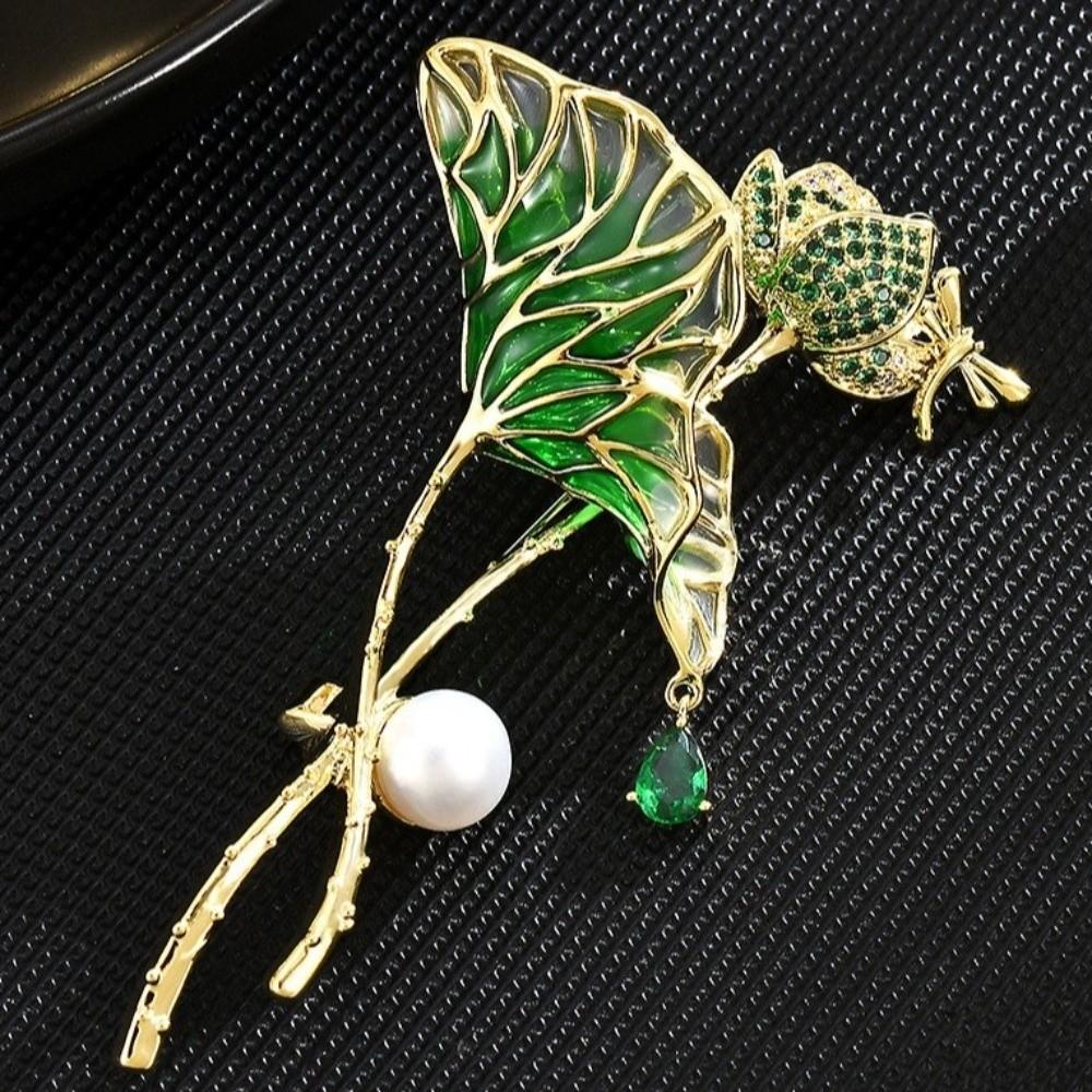 Дизайнерская Брошь Лист Лотоса с Рисунком Винтажная Брошь-Булавка Пион Новая Брошь Лотос Свадебная