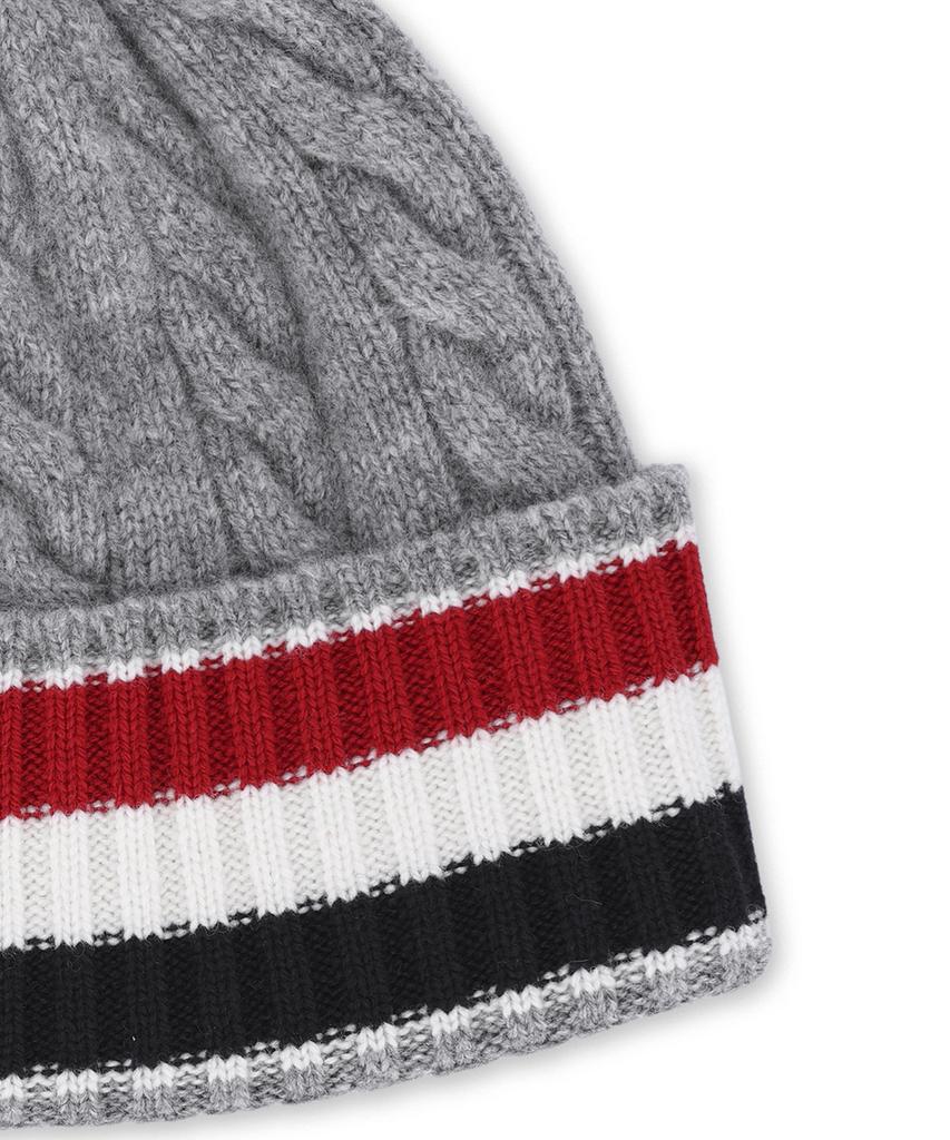 Tombeulaun Merino Wool Rwb Striped Cable & Rib Beanie - Light Grey / Mkh107Ay1005055