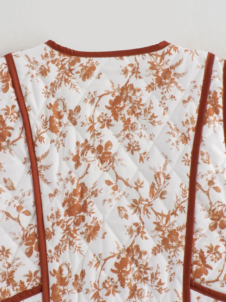 European & American Women's Fashion: 2024 Autumn/Winter Casual Printed Quilted Vest