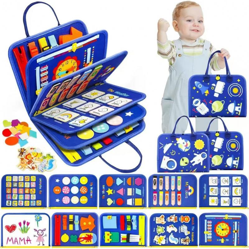 Montessori Busy Board For Toddlers Sensory Toy Preschool Early Learning Educational Travel Activities Fine Motor Skills Board