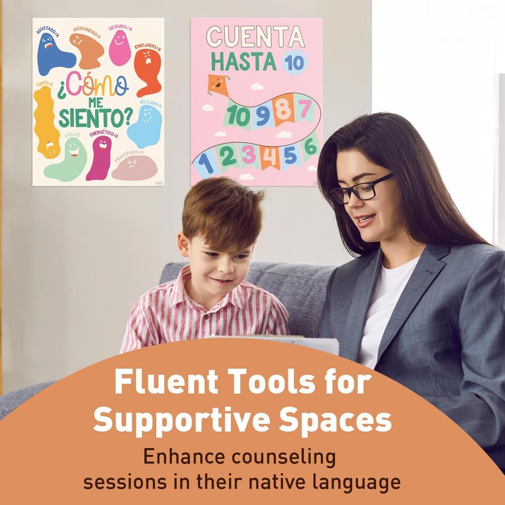 S&O Испанский язык Уголок спокойствия Классные терапевтические плакаты - Принадлежности для уголка успокоения - Диаграмма чувств - Диаграмма эмоций для детей - Испанский