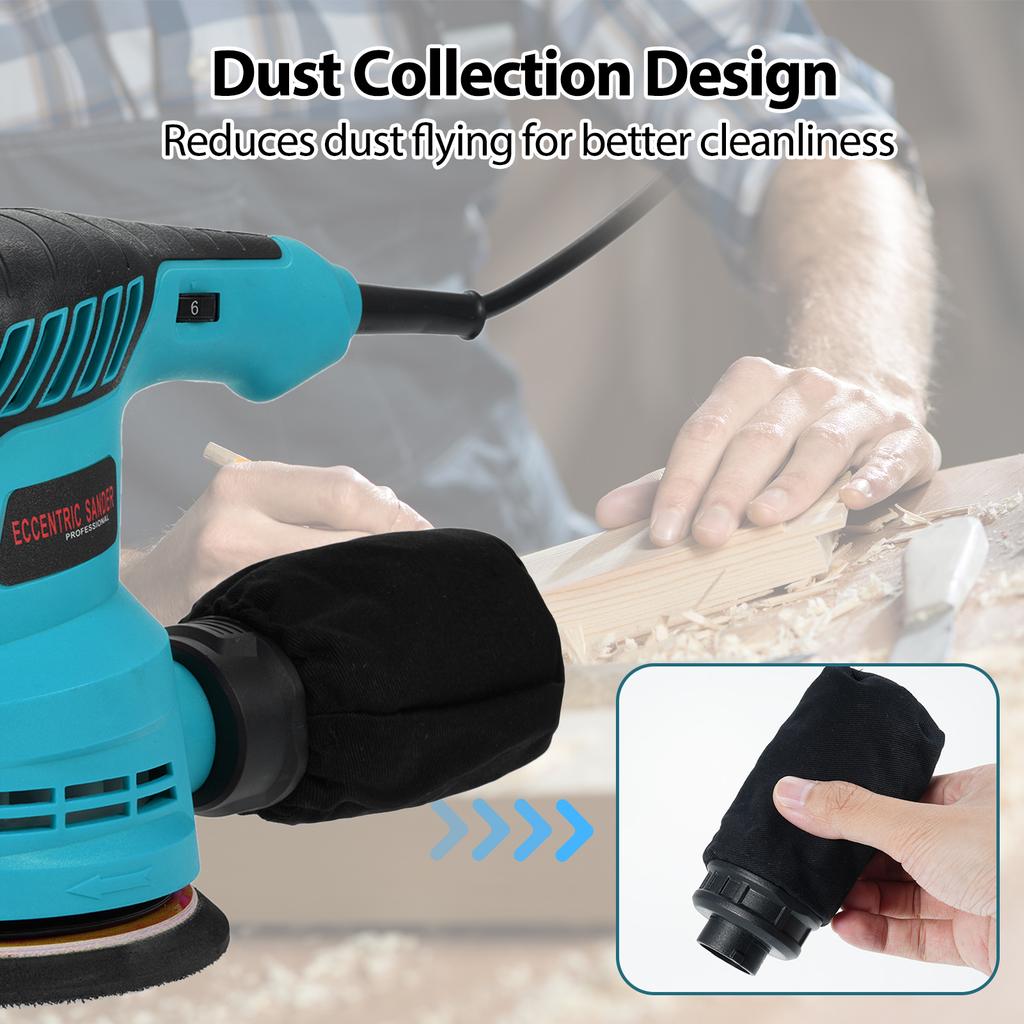 Эксцентриковая орбитальная шлифовальная машина Электрическая орбитальная шлифовальная машина мощностью 300 Вт, 13000 об/мин, с 6 регулируемыми скоростями. Ручная шлифовальная машина с