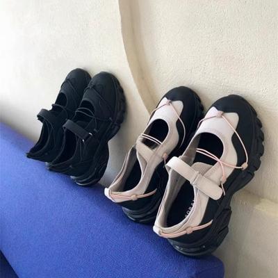 Gu Yunshu Весна 25 новые кроссовки с круглой головкой и подошвой-бубликом на липучках для увеличения роста и уменьшения возраста женские туфли Мэри Джейн