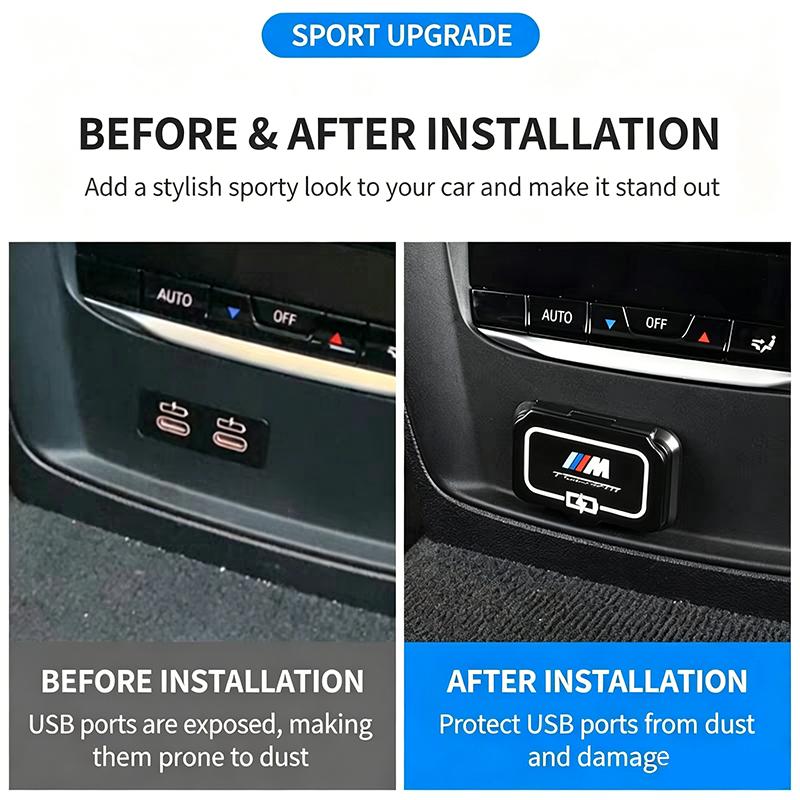 1Pcs Motorcycle Sticker/Car Rear Seat USB Port Dust Cover Waterproof Cap For BMW 1 2 3 5 6 Series F40 F44 G20 G30 6GT G32 G26 X5 YN8