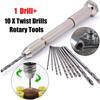 1 Set 0.8-3mm Mini Manual Aluminum Hand Drill Set High Speed Steel Hand Drill Chuck Twist Micro Drill Bit Tools