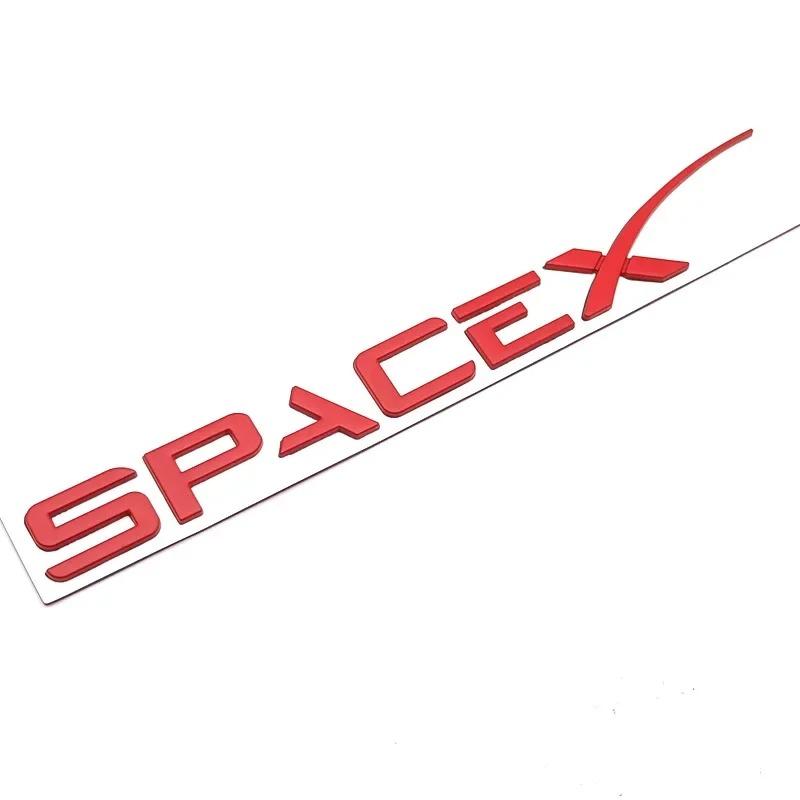 ALJ1 SpaceX Letters Sticker For Tesla Model 3 X Y S Tail Letter Label Emblem Car Accessories Stickers Logo Emblems Zinc Alloy SPACEX