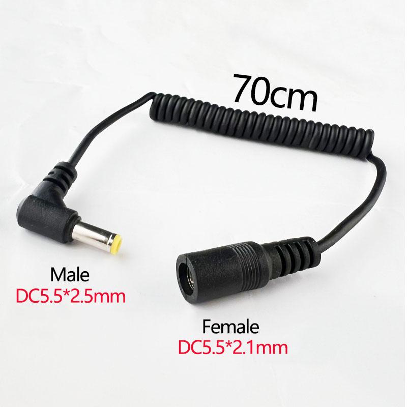 1PC DC Male Femalespring Cable Connector5.5 X 2.5 mm 5.5mm X 2.1mm Straight Plug Power Charger150cm 70cmextension Cord