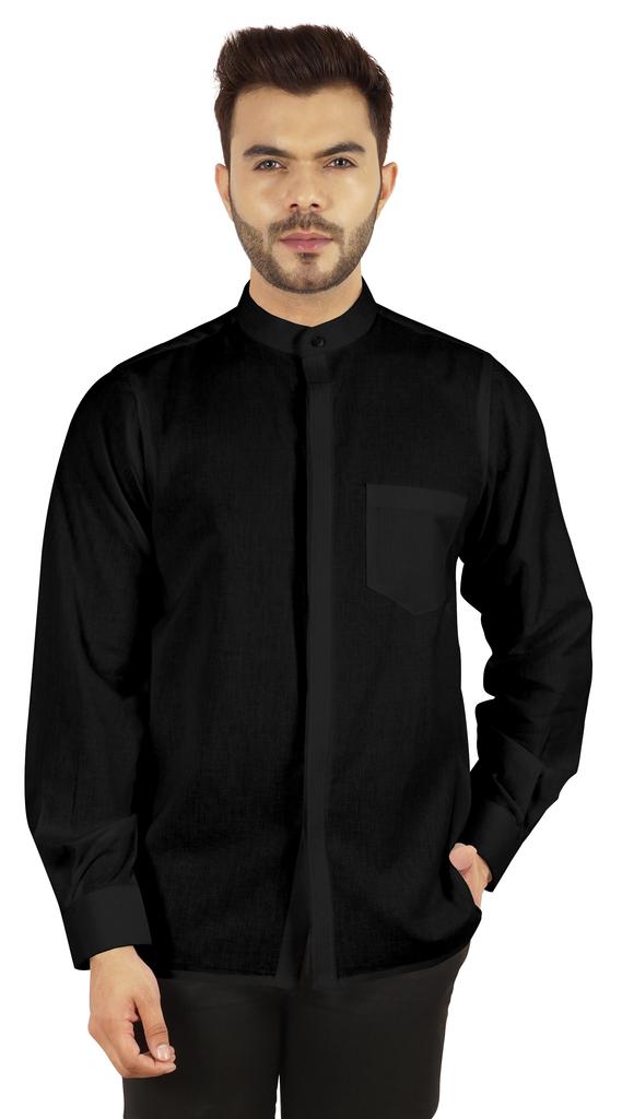 BestMan Мужская однотонная рубашка на пуговицах с китайским воротником и планкой спереди для формального случая