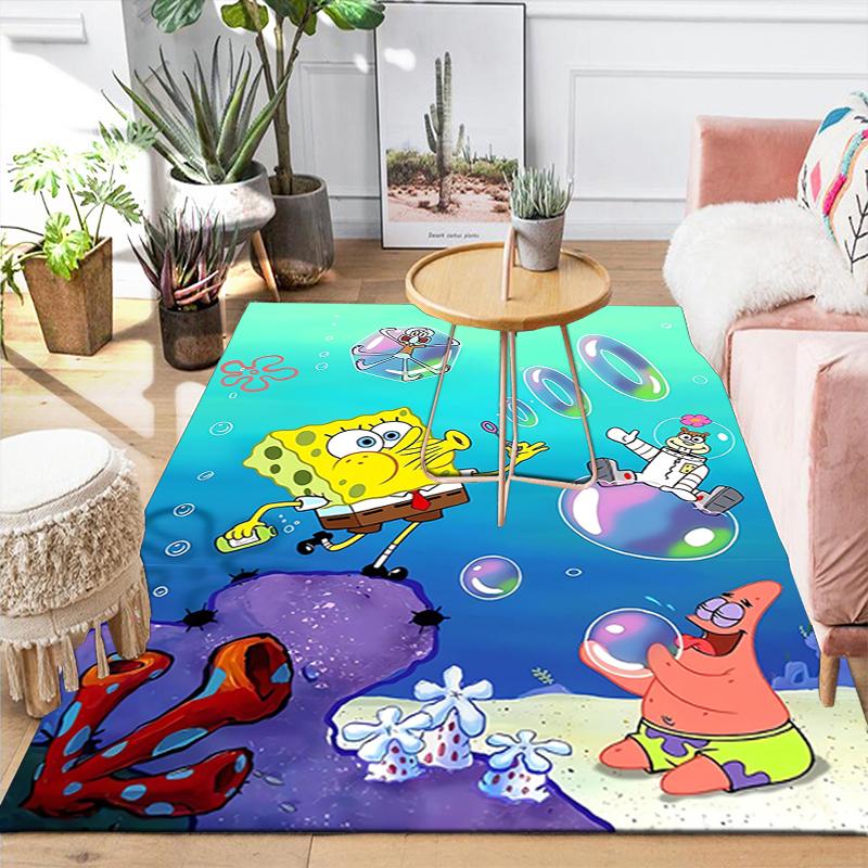 1Pc Spongebob Friends Adventure Rug, Office Carpet Indoor Outdoor Doormat, Non-Slip Soft, Living Room, Christmas Halloween Gift. M92844