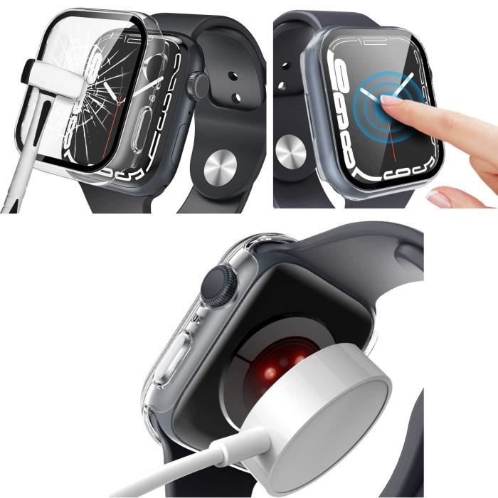 Coque compatible avec Apple Watch 45mm Serie 9 - Protection rigide étui transparent écran verre trempé Phonillico®
