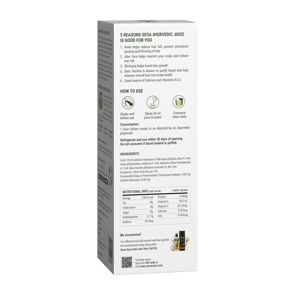 SESA Аюрведический сок для ухода за волосами для контроля выпадения и роста волос 1 л Упаковка из 1 Натуральный ежедневный напиток для сильных здоровых волос