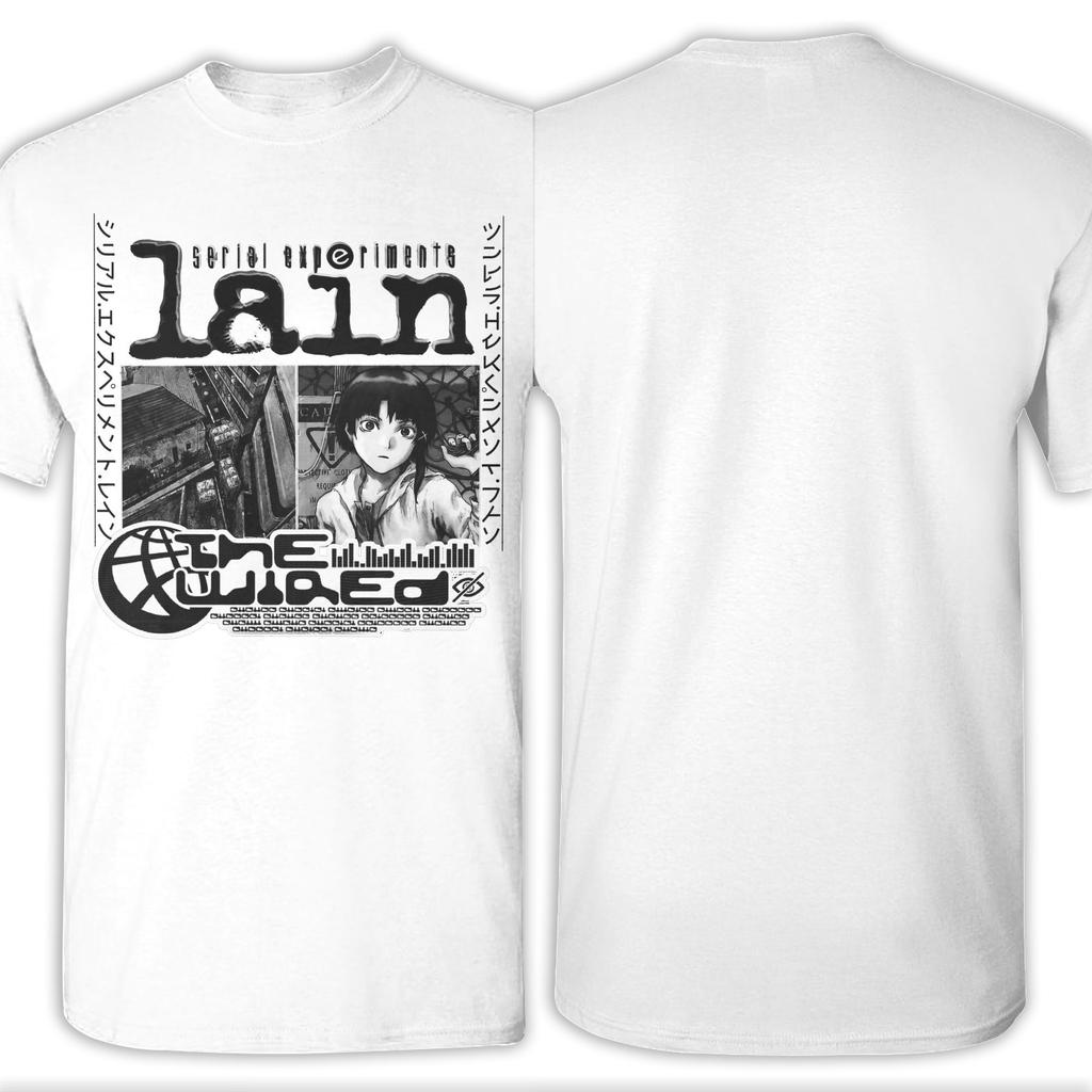 Serial Experiments Lain Anime Merch Men Women T Shirts Pure Cotton Tee Graphic Printed Cartoon Lain Iwakura T-shirt Clothing