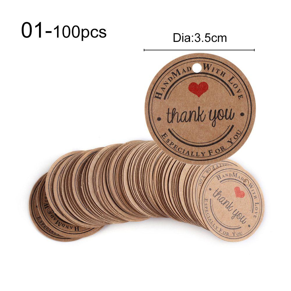 100PCS Hanging Kraft paper Package Price Label Tag Cards Gift Tags Red Heart