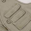Men Waistcoat Solid Color V Neck Sleeveless Multi Pockets Outdoor Vest Fishing Coat