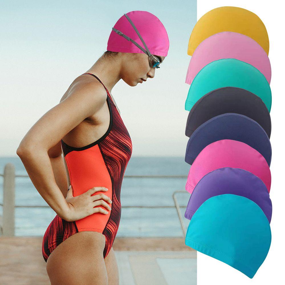 Solid Color Ultrathin Water Sport Waterproof Turban Swimming Cap Bathing Caps Swimming Hat Pool Hat