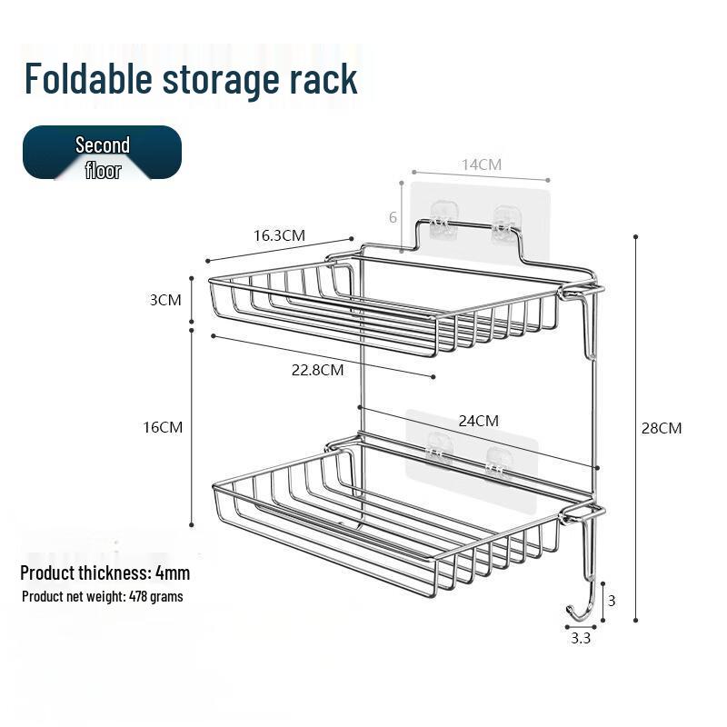 miflame 2-Tier Stainless Steel Folding Storage Shelf