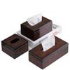 Square Paper Storage Box Imitation Walnut Wood Napkins Holder Desktop Tissue Box Bedroom