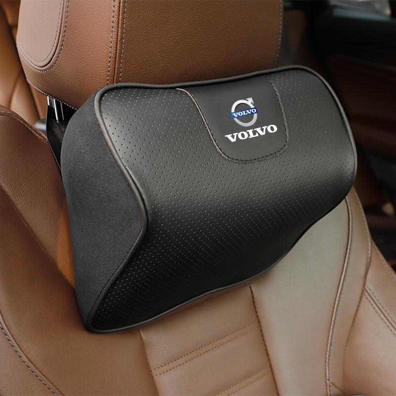 Car Leather Headrest Lumbar Memory Foam Neck Pillow Accessories For Volvo XC90 V90 V60 XC60 V40 EC40 EX40 S80 S60 S90 C40 XC40