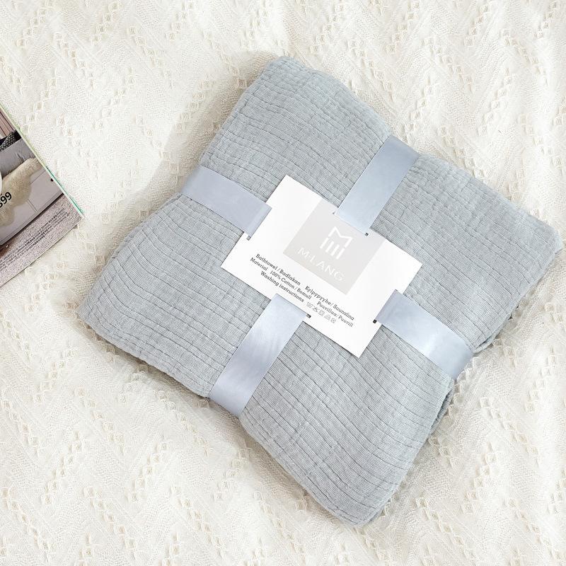 Colorful Muslin Gauze Blanket Solid Washing Cotton Wrinkle Summer Double Bed Cover Quilts Decorate Bedspread On The Beds 200*230