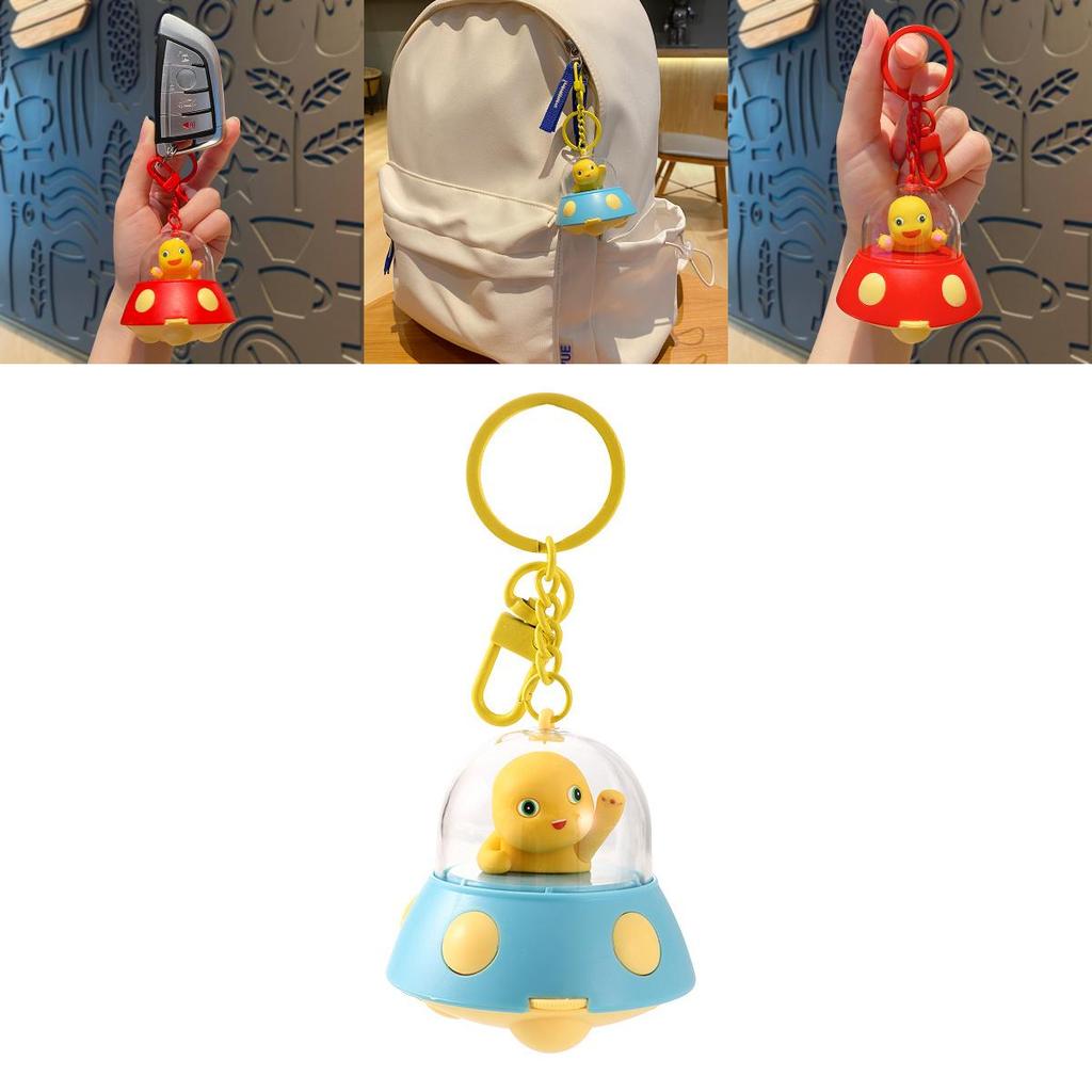 Adorable Red Silicone Ufo Projection Keychain Cute Couple Gift Bag Charm