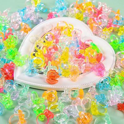Детские разноцветные кольца DIY с драгоценными камнями - Пластиковые акриловые хрустальные украшения Игрушка