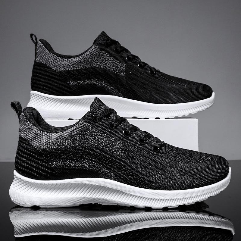 Shoes Men's 2025 Spring New Casual Men's Shoes Flying Woven Breathable Single Shoes Korean Version Lace-up Sports Shoes Manufacturer