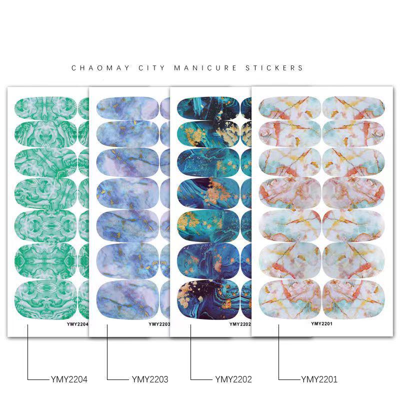 4 New Nail Accessories Marble Smudged Star Paper Mesh Red Nail with Laser Nail Stickers