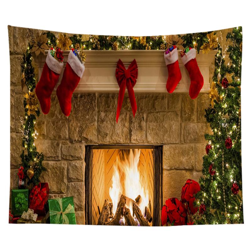 Украшение дома гобелен с рождественским принтом, гобелен для гостиной, спальни, прикроватная тумбочка для гостиной, настенный декор, фон, ткань
