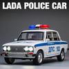 1:24 Lada 2106 Полицейская машина Модель Игрушка Металл Литье под давлением Винтажные Машины Звук Свет Двери Открываются Оттяни Назад Симуляция Транспортные Средства Подарки для Детей