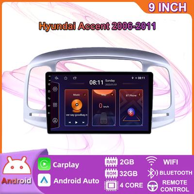 Автомобильное радио для Hyundai Accent 2006-2011, 2 Din, 9 дюймов, Carplay, Android, автомобильный мультимедийный плеер, GPS-навигационная система, головное устройство, стерео